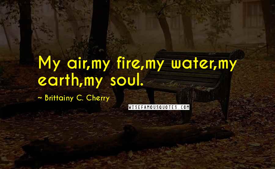 Brittainy C. Cherry Quotes: My air,my fire,my water,my earth,my soul.