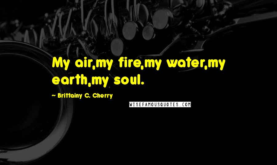 Brittainy C. Cherry Quotes: My air,my fire,my water,my earth,my soul.