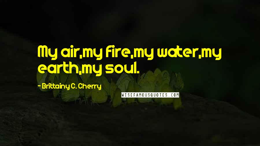 Brittainy C. Cherry Quotes: My air,my fire,my water,my earth,my soul.