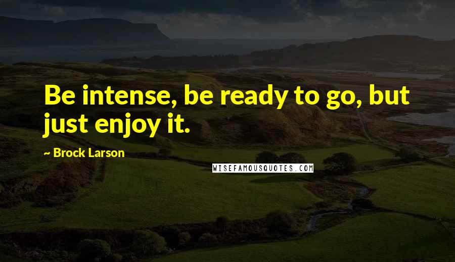 Brock Larson Quotes: Be intense, be ready to go, but just enjoy it.
