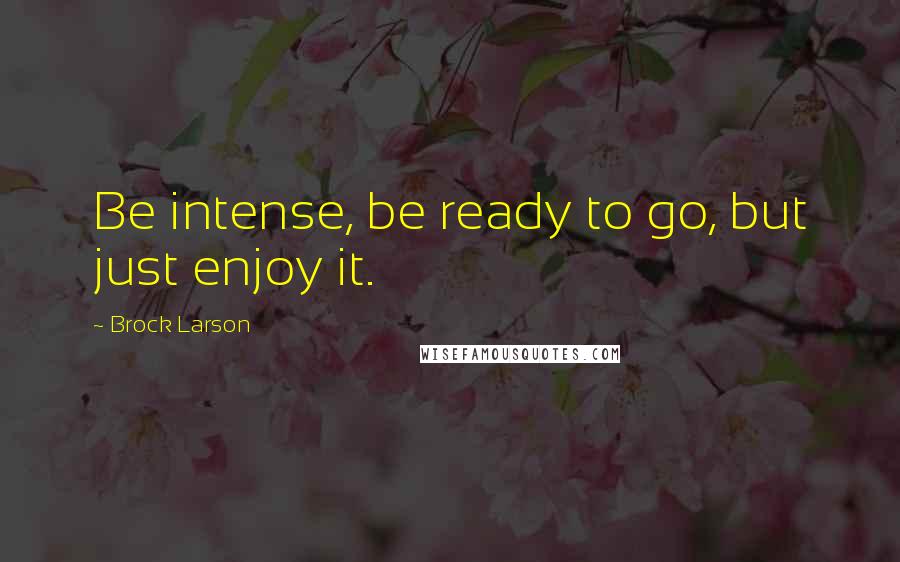 Brock Larson Quotes: Be intense, be ready to go, but just enjoy it.