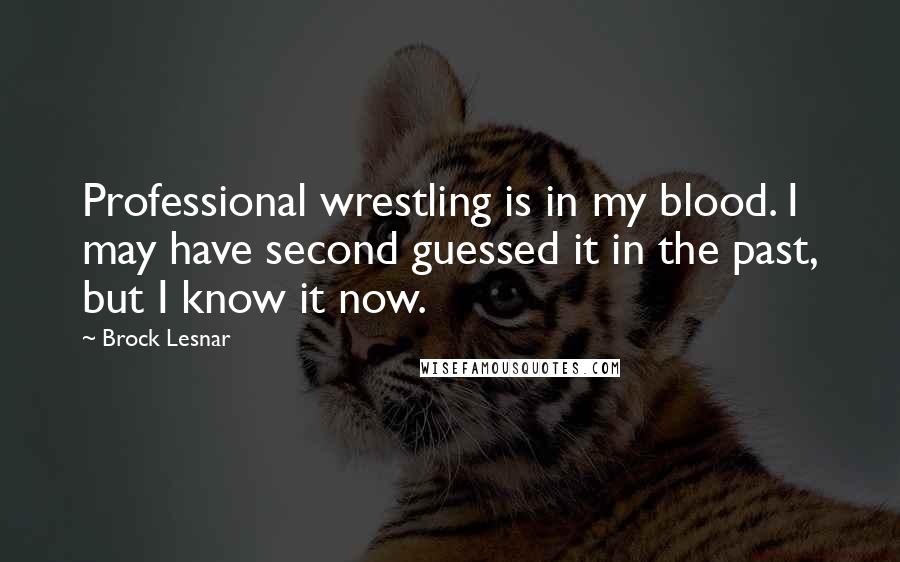 Brock Lesnar Quotes: Professional wrestling is in my blood. I may have second guessed it in the past, but I know it now.