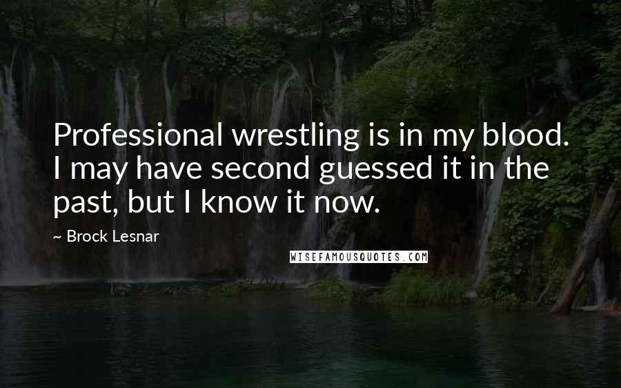 Brock Lesnar Quotes: Professional wrestling is in my blood. I may have second guessed it in the past, but I know it now.