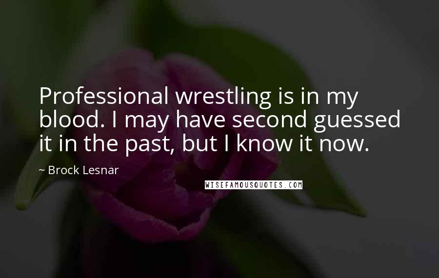 Brock Lesnar Quotes: Professional wrestling is in my blood. I may have second guessed it in the past, but I know it now.