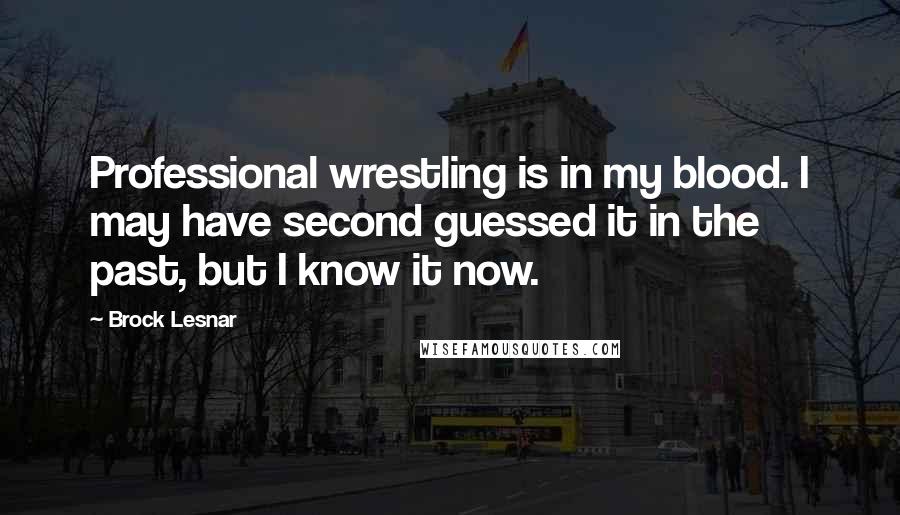 Brock Lesnar Quotes: Professional wrestling is in my blood. I may have second guessed it in the past, but I know it now.