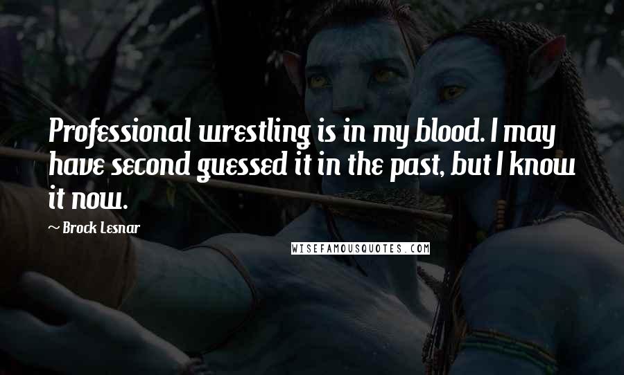 Brock Lesnar Quotes: Professional wrestling is in my blood. I may have second guessed it in the past, but I know it now.