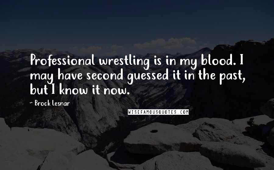 Brock Lesnar Quotes: Professional wrestling is in my blood. I may have second guessed it in the past, but I know it now.