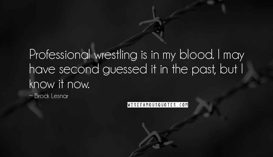 Brock Lesnar Quotes: Professional wrestling is in my blood. I may have second guessed it in the past, but I know it now.