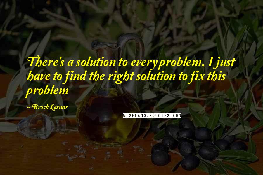 Brock Lesnar Quotes: There's a solution to every problem. I just have to find the right solution to fix this problem