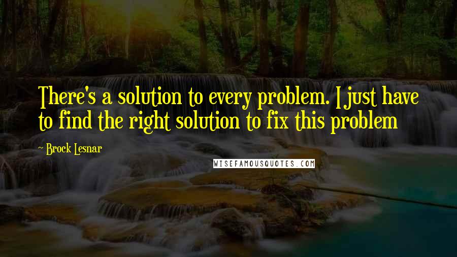 Brock Lesnar Quotes: There's a solution to every problem. I just have to find the right solution to fix this problem