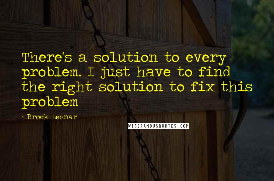 Brock Lesnar Quotes: There's a solution to every problem. I just have to find the right solution to fix this problem