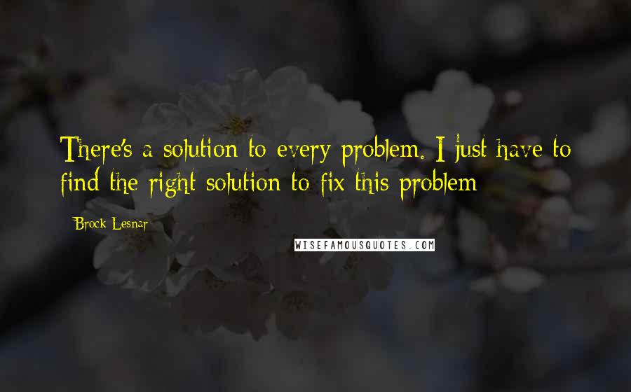 Brock Lesnar Quotes: There's a solution to every problem. I just have to find the right solution to fix this problem
