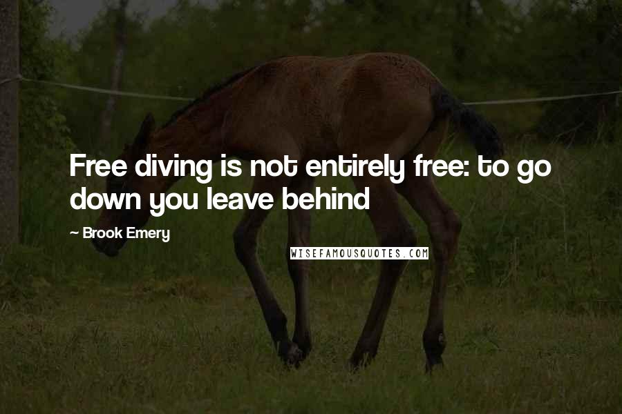 Brook Emery Quotes: Free diving is not entirely free: to go down you leave behind