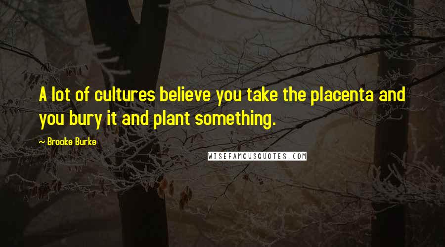 Brooke Burke Quotes: A lot of cultures believe you take the placenta and you bury it and plant something.