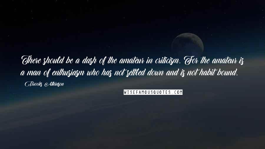 Brooks Atkinson Quotes: There should be a dash of the amateur in criticism. For the amateur is a man of enthusiasm who has not settled down and is not habit bound.