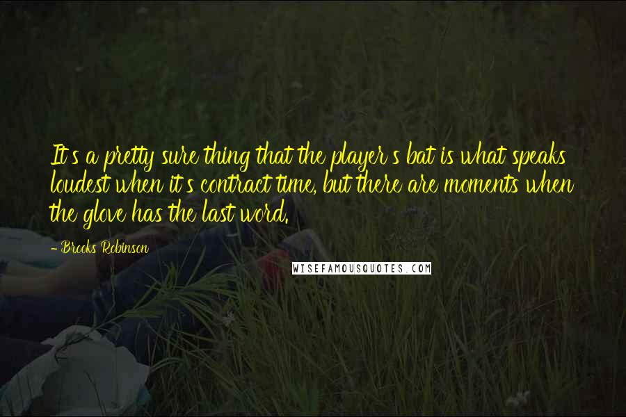 Brooks Robinson Quotes: It's a pretty sure thing that the player's bat is what speaks loudest when it's contract time, but there are moments when the glove has the last word.