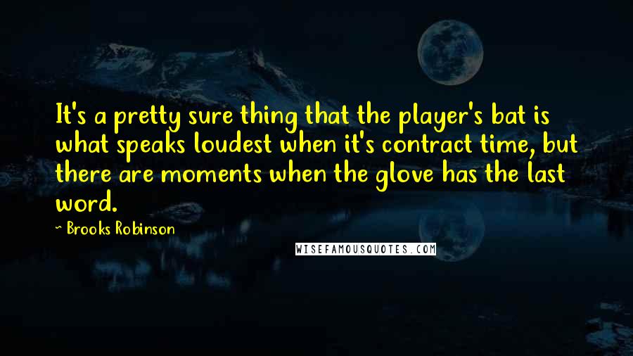 Brooks Robinson Quotes: It's a pretty sure thing that the player's bat is what speaks loudest when it's contract time, but there are moments when the glove has the last word.