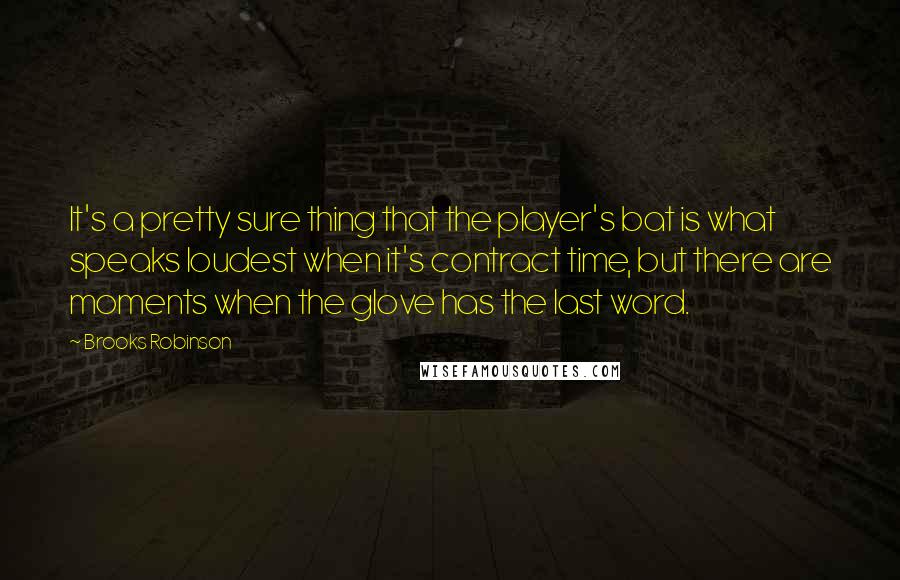 Brooks Robinson Quotes: It's a pretty sure thing that the player's bat is what speaks loudest when it's contract time, but there are moments when the glove has the last word.