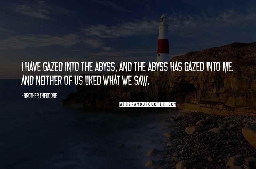 Brother Theodore Quotes: I have gazed into the abyss, and the abyss has gazed into me. And neither of us liked what we saw.