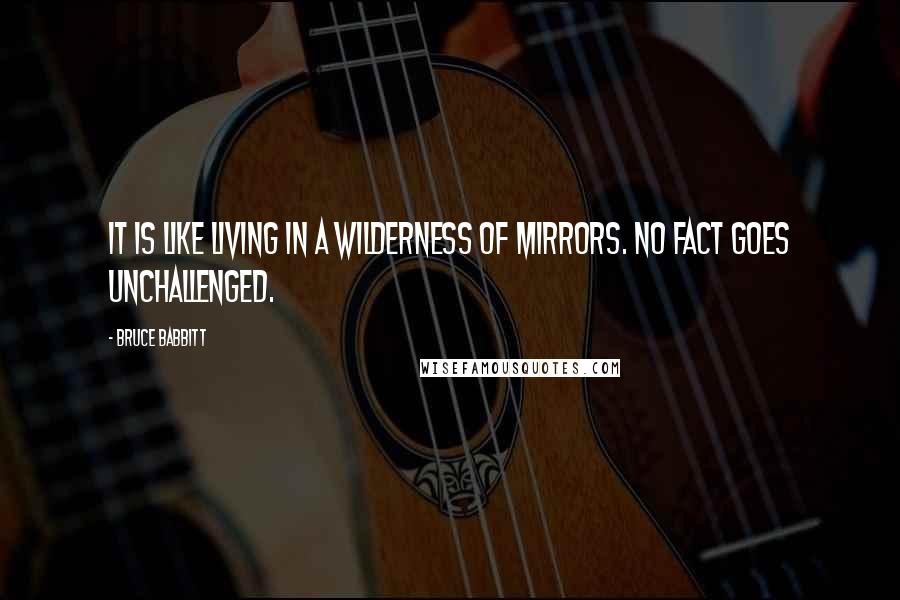 Bruce Babbitt Quotes: It is like living in a wilderness of mirrors. No fact goes unchallenged.