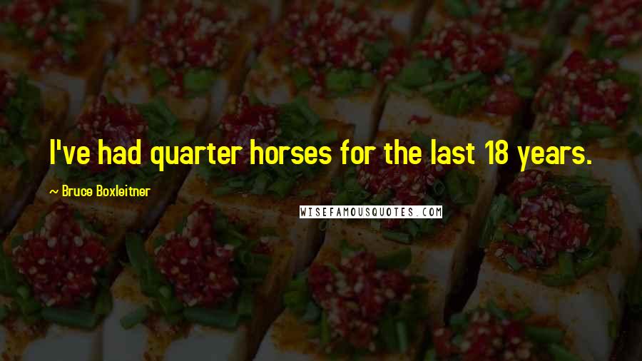 Bruce Boxleitner Quotes: I've had quarter horses for the last 18 years.