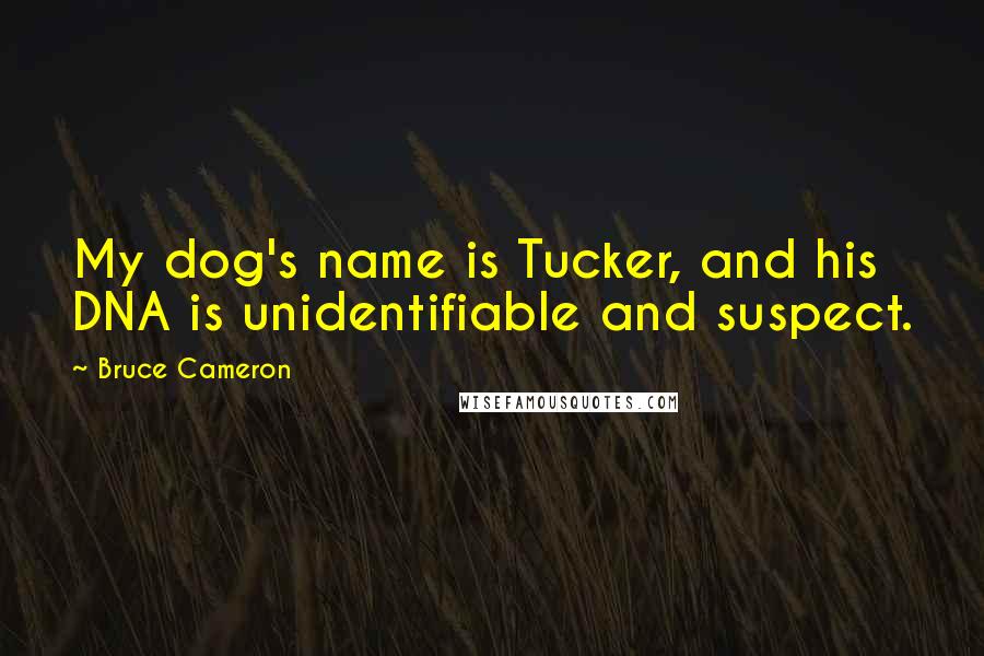 Bruce Cameron Quotes: My dog's name is Tucker, and his DNA is unidentifiable and suspect.