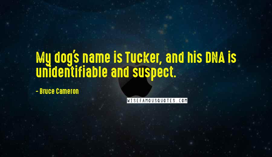 Bruce Cameron Quotes: My dog's name is Tucker, and his DNA is unidentifiable and suspect.