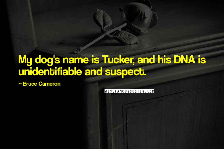 Bruce Cameron Quotes: My dog's name is Tucker, and his DNA is unidentifiable and suspect.