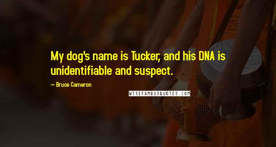 Bruce Cameron Quotes: My dog's name is Tucker, and his DNA is unidentifiable and suspect.