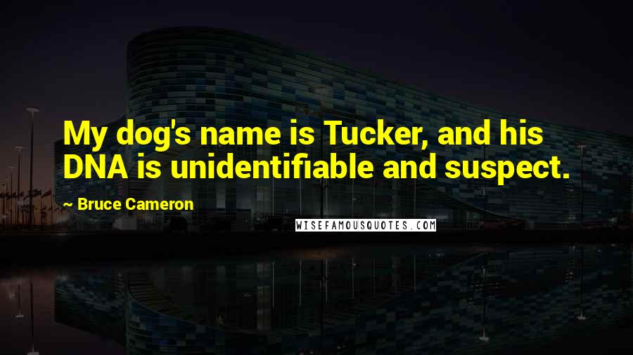 Bruce Cameron Quotes: My dog's name is Tucker, and his DNA is unidentifiable and suspect.