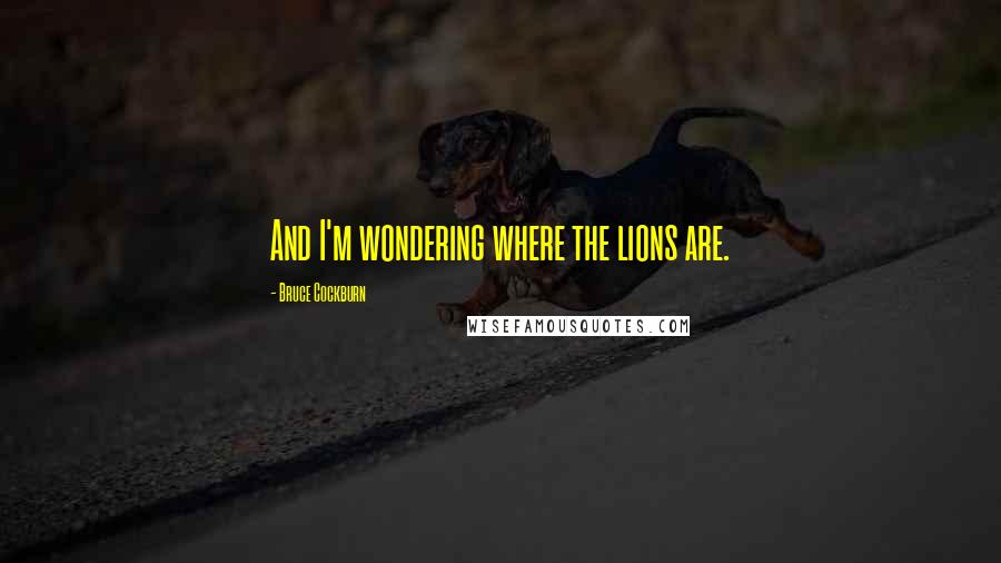 Bruce Cockburn Quotes: And I'm wondering where the lions are.