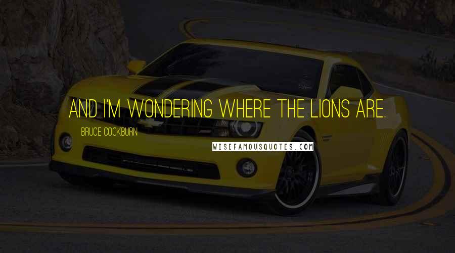 Bruce Cockburn Quotes: And I'm wondering where the lions are.