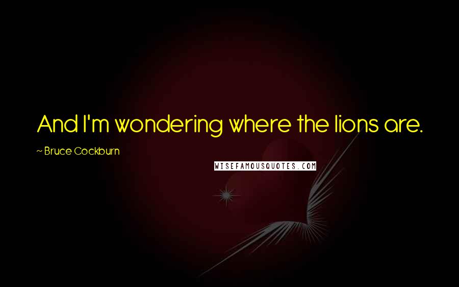 Bruce Cockburn Quotes: And I'm wondering where the lions are.