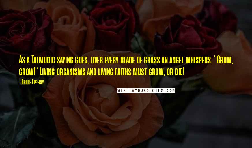 Bruce Epperly Quotes: As a Talmudic saying goes, over every blade of grass an angel whispers, "Grow, grow!" Living organisms and living faiths must grow, or die!