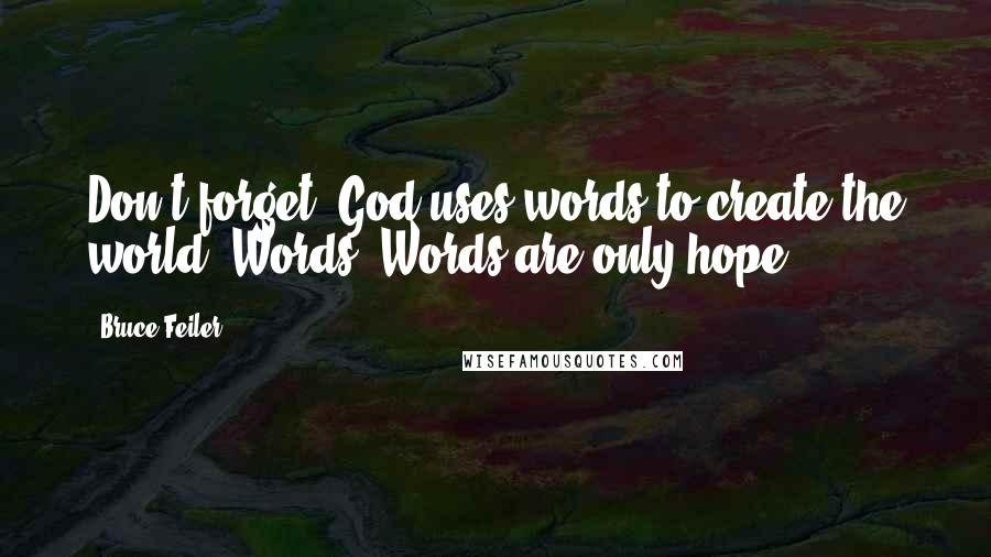 Bruce Feiler Quotes: Don't forget, God uses words to create the world. Words! Words are only hope.