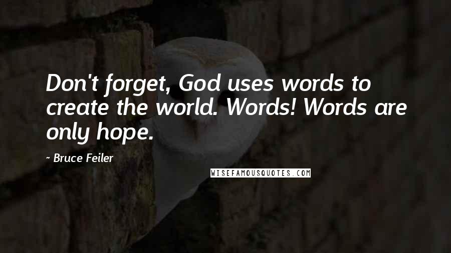 Bruce Feiler Quotes: Don't forget, God uses words to create the world. Words! Words are only hope.