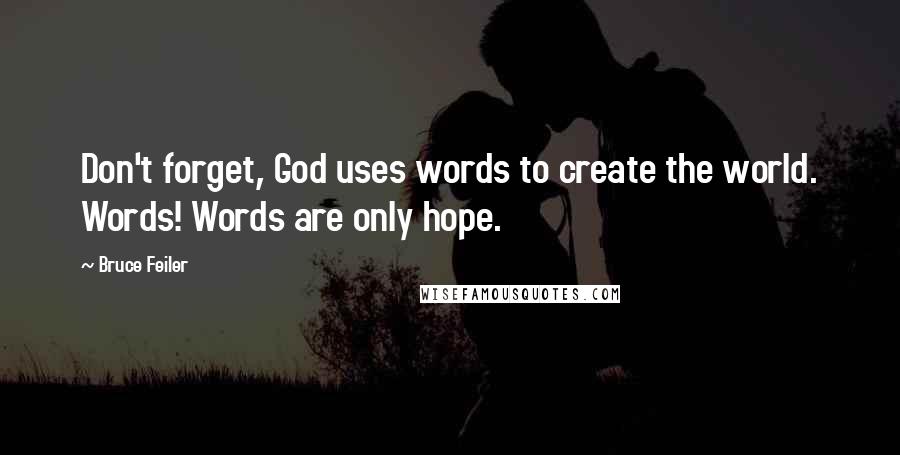 Bruce Feiler Quotes: Don't forget, God uses words to create the world. Words! Words are only hope.