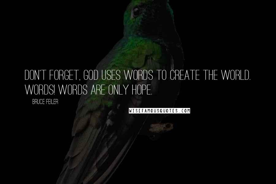 Bruce Feiler Quotes: Don't forget, God uses words to create the world. Words! Words are only hope.