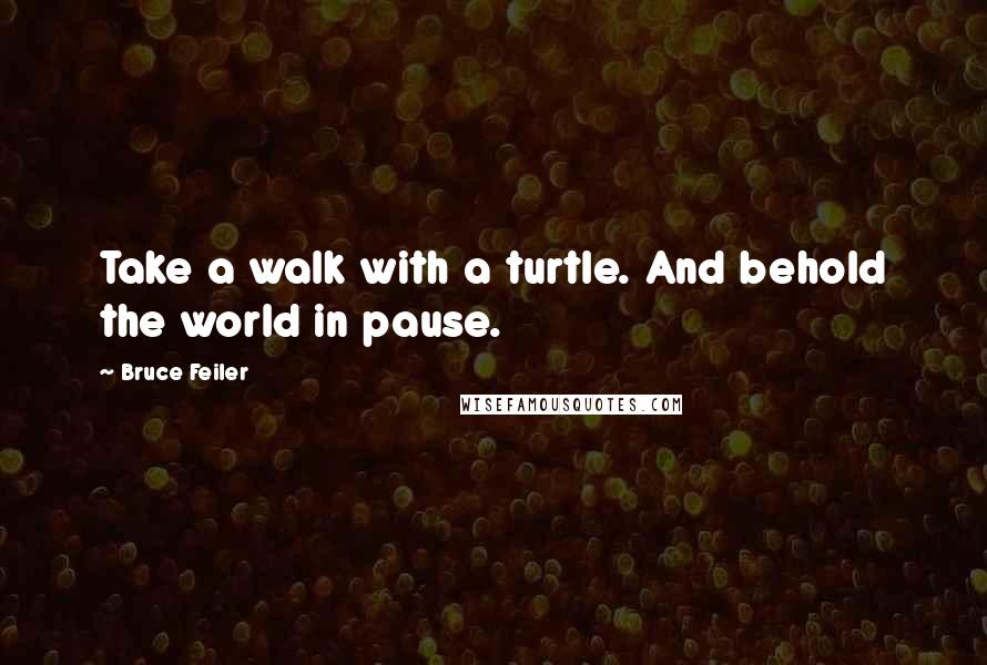 Bruce Feiler Quotes: Take a walk with a turtle. And behold the world in pause.