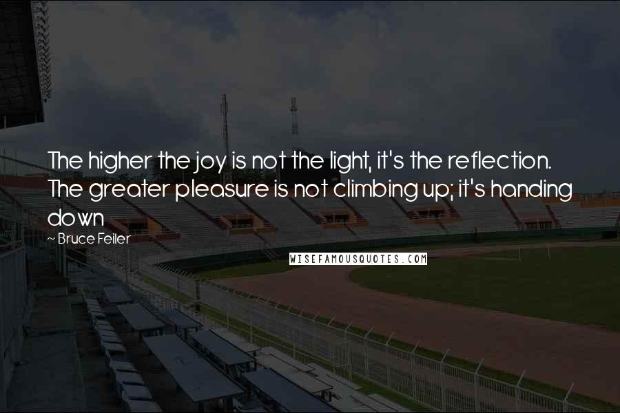 Bruce Feiler Quotes: The higher the joy is not the light, it's the reflection. The greater pleasure is not climbing up; it's handing down