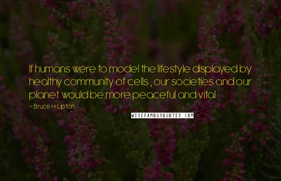 Bruce H. Lipton Quotes: If humans were to model the lifestyle displayed by healthy community of cells , our societies and our planet would be more peaceful and vital