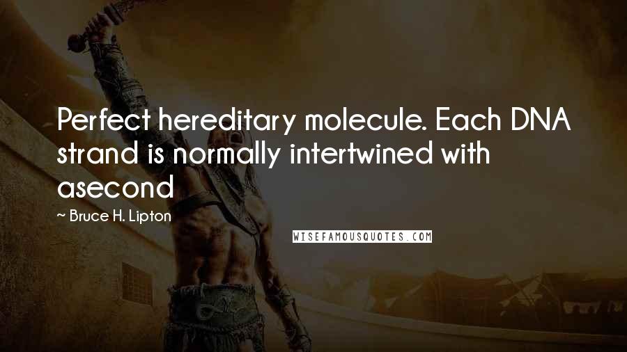 Bruce H. Lipton Quotes: Perfect hereditary molecule. Each DNA strand is normally intertwined with asecond