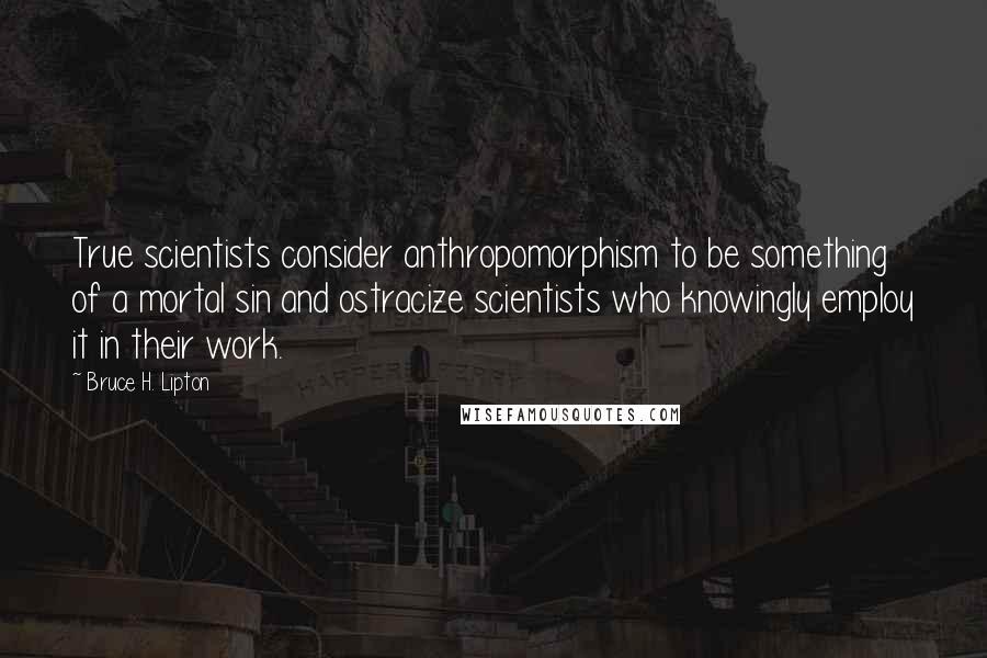 Bruce H. Lipton Quotes: True scientists consider anthropomorphism to be something of a mortal sin and ostracize scientists who knowingly employ it in their work.
