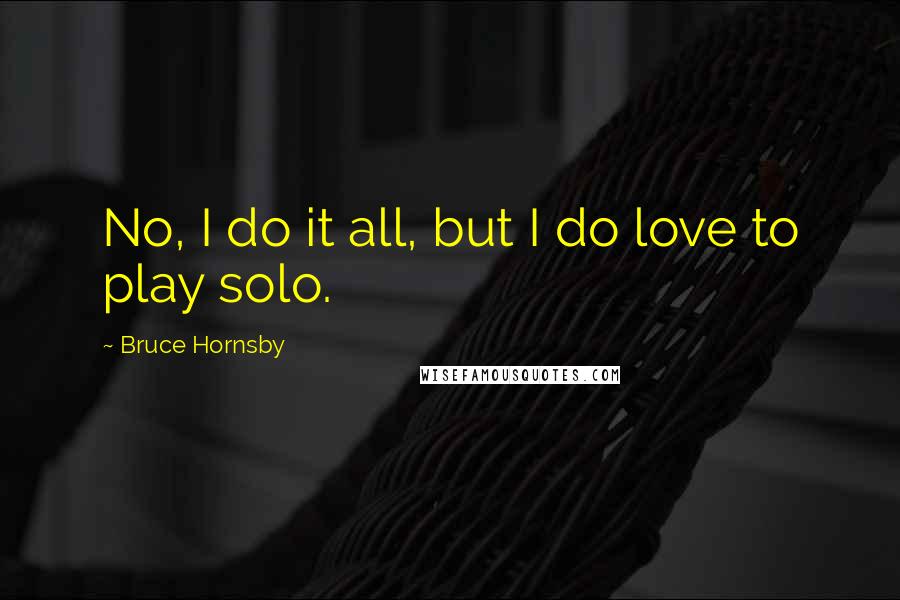 Bruce Hornsby Quotes: No, I do it all, but I do love to play solo.