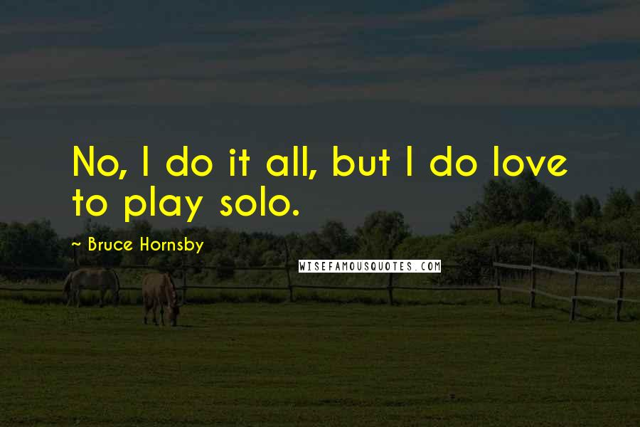 Bruce Hornsby Quotes: No, I do it all, but I do love to play solo.