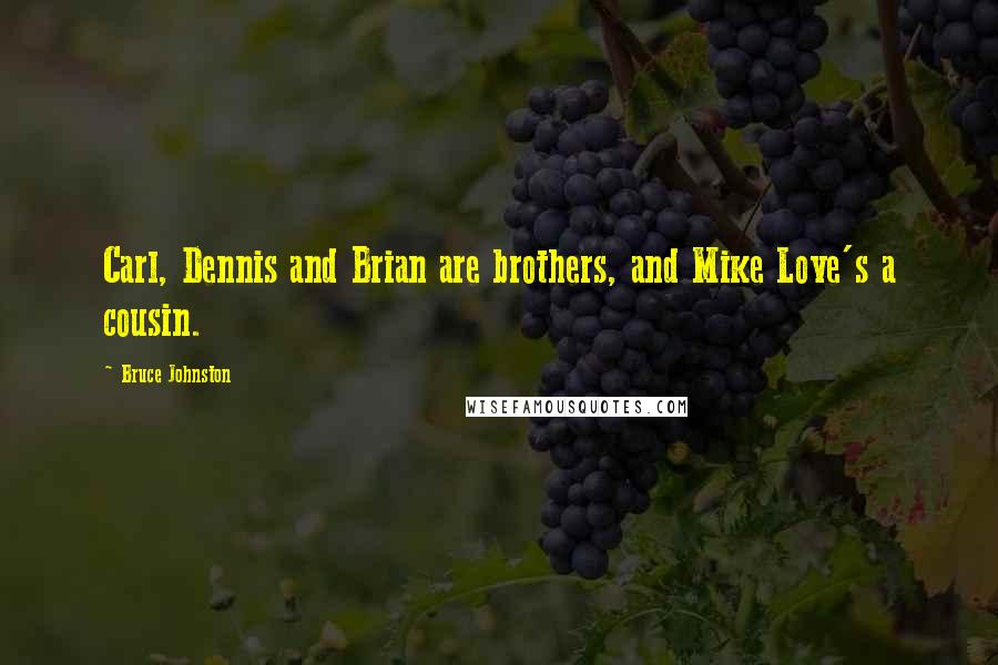 Bruce Johnston Quotes: Carl, Dennis and Brian are brothers, and Mike Love's a cousin.