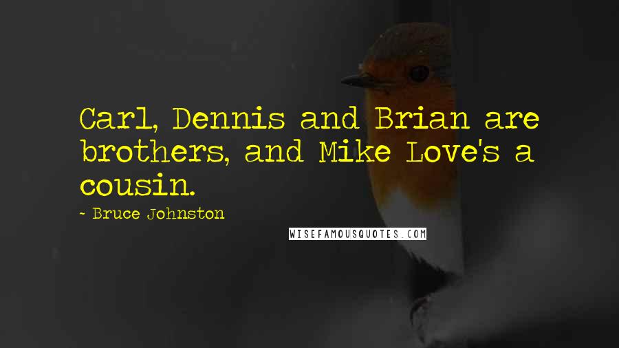 Bruce Johnston Quotes: Carl, Dennis and Brian are brothers, and Mike Love's a cousin.