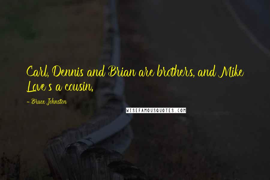 Bruce Johnston Quotes: Carl, Dennis and Brian are brothers, and Mike Love's a cousin.