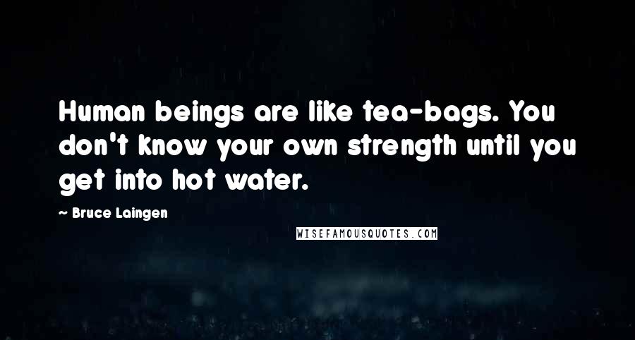 Bruce Laingen Quotes: Human beings are like tea-bags. You don't know your own strength until you get into hot water.