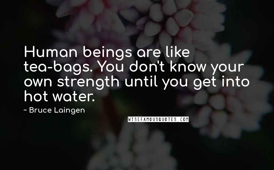 Bruce Laingen Quotes: Human beings are like tea-bags. You don't know your own strength until you get into hot water.